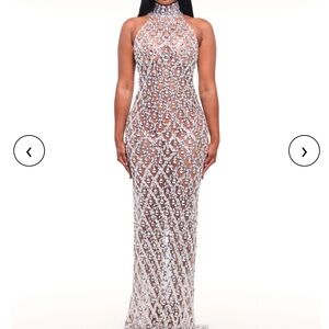 Alglist Halter CHANDELIER GOWN (brown mesh)